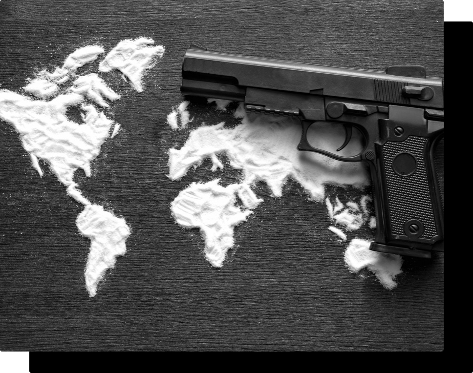 a gun and cocaine on the table