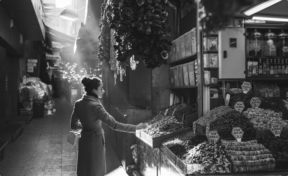 a woman shopping for groceries