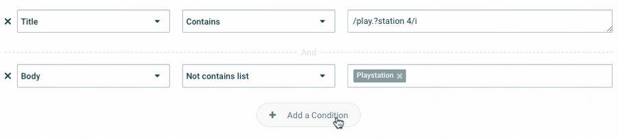 adding conditions section screenshot for rule builder blog post