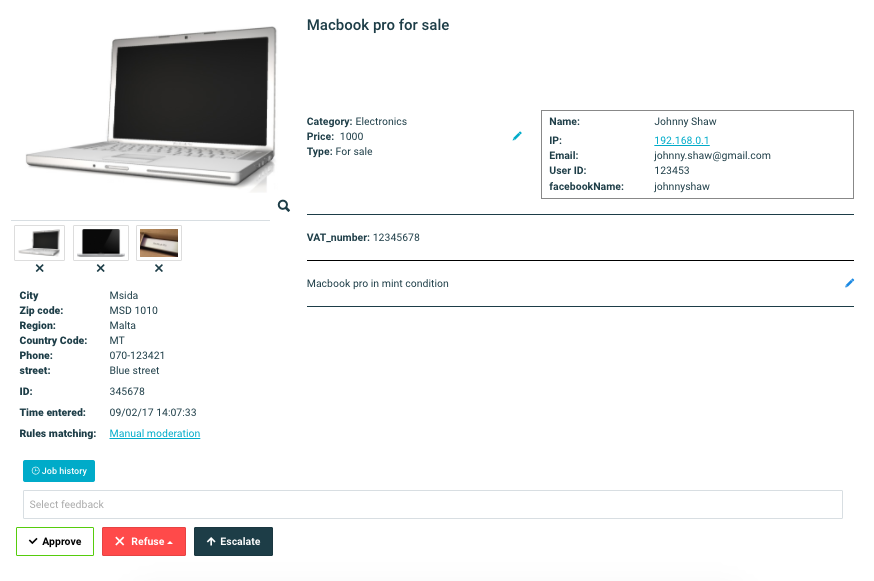 macbook for sale example page screenshot
