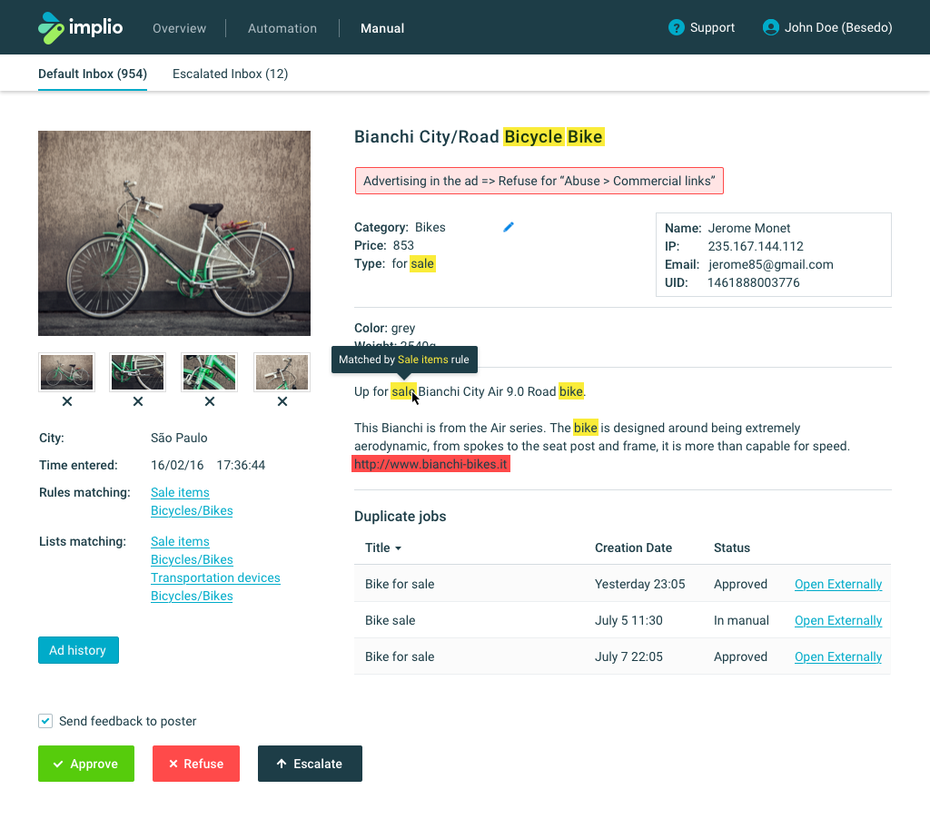 bicycle sale page screenshot