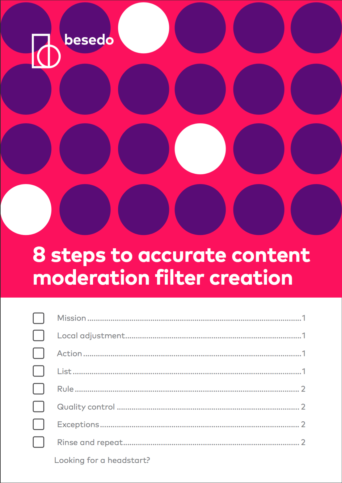 Checklist - 8 steps of filter moderation