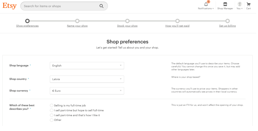 Marketplace operations in a nutshell - Etsy stop preferences