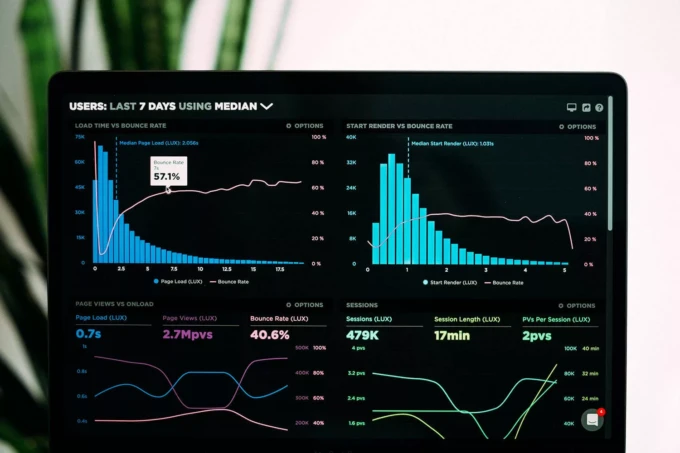 Photo of the top of a laptop displaying a dashboard