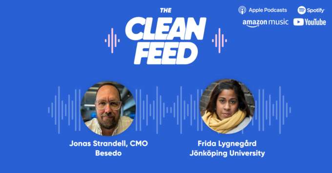 Besedo podcast, The Clean Feed, cover image featuring Jonas Strandell and Frida Lygnegård.