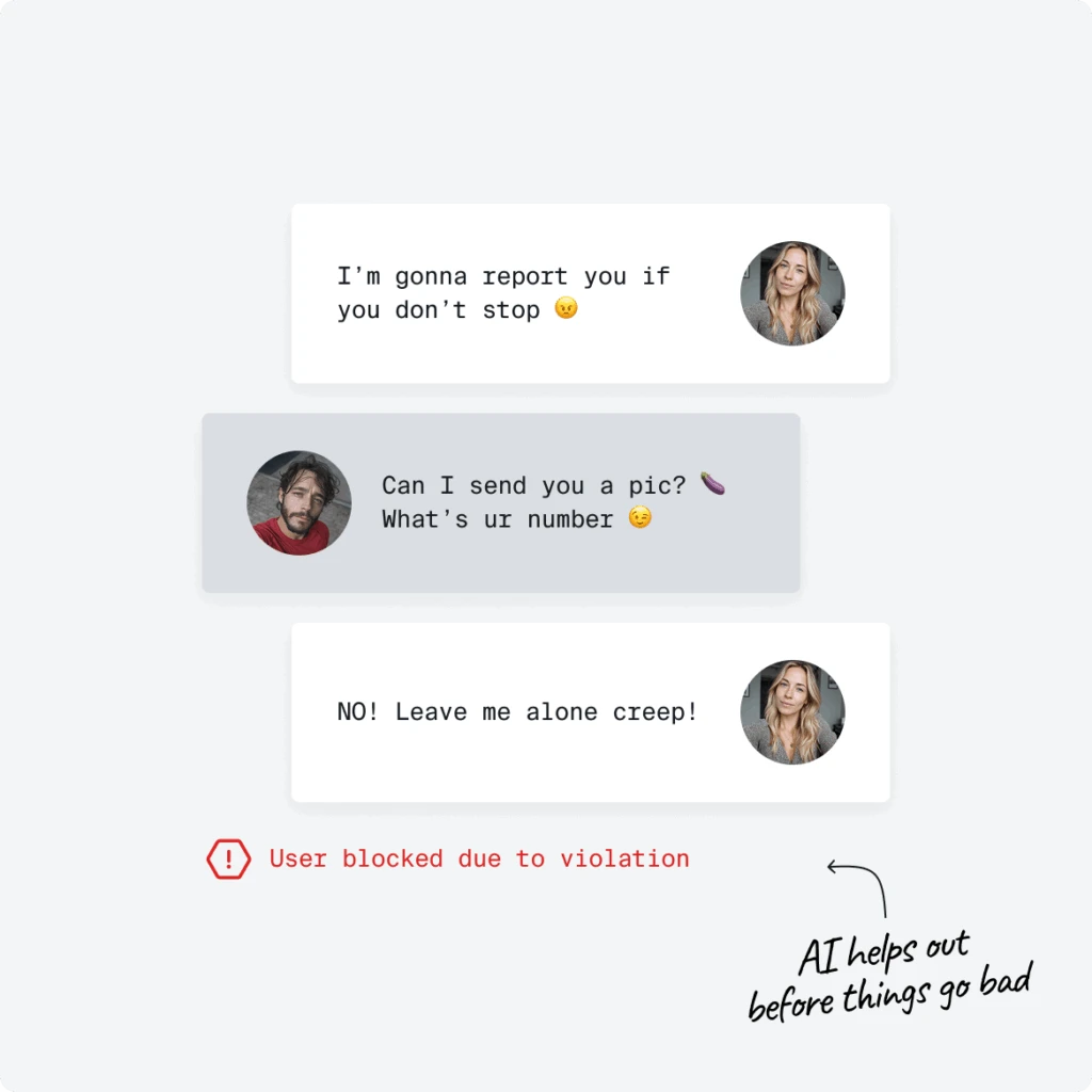Mockup of a chat gone bad with harassment.