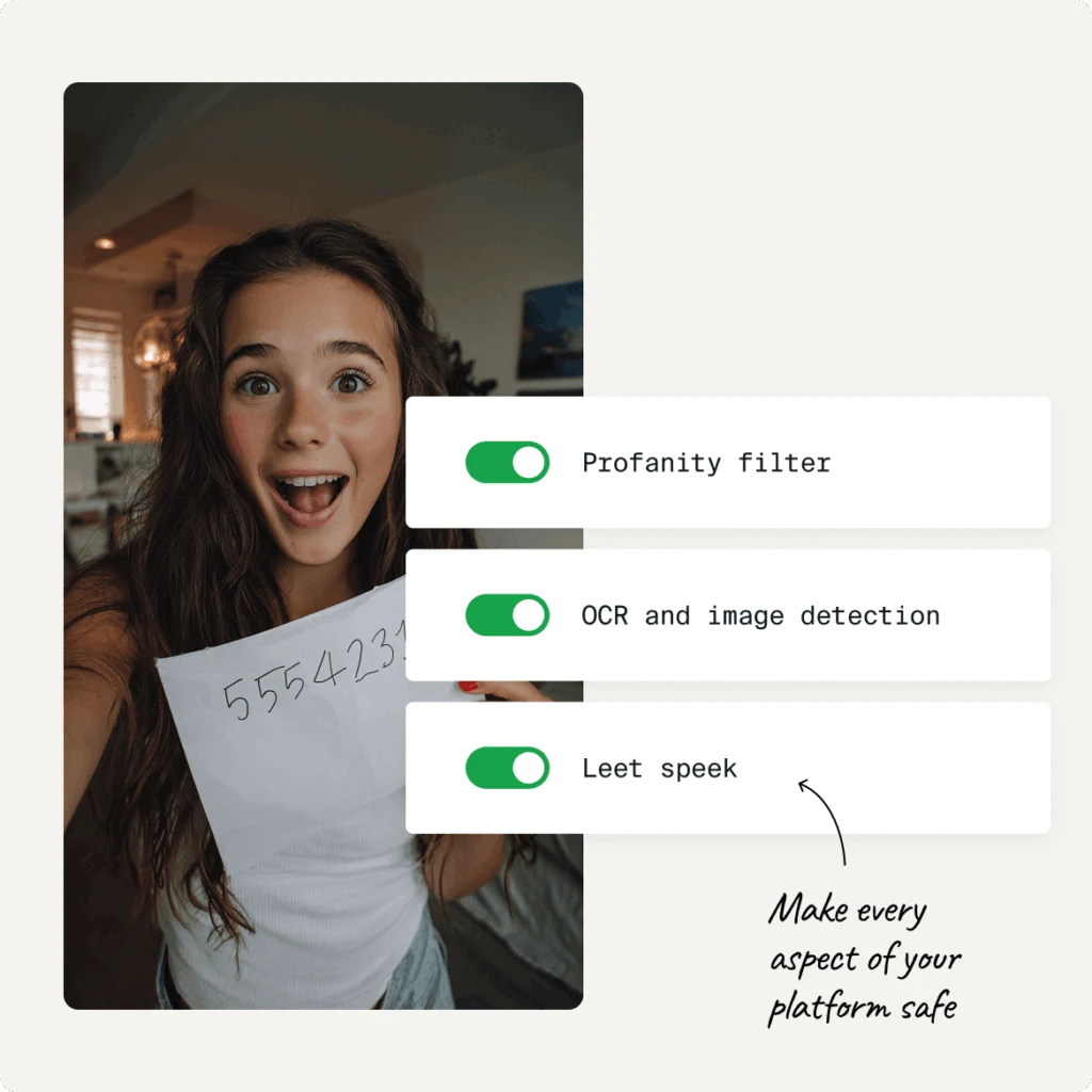 Examples of leet speak and hidden text in images.