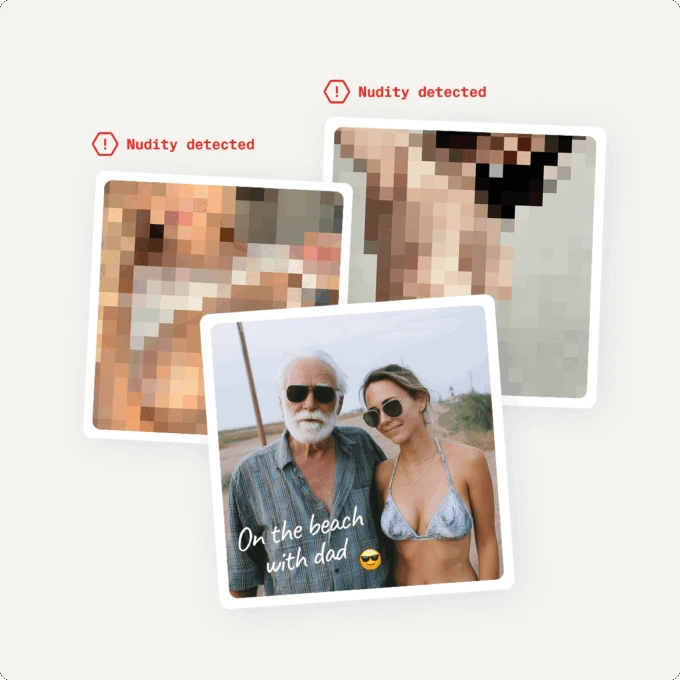 Collage of images showing the difference between allowed images and NSFW images