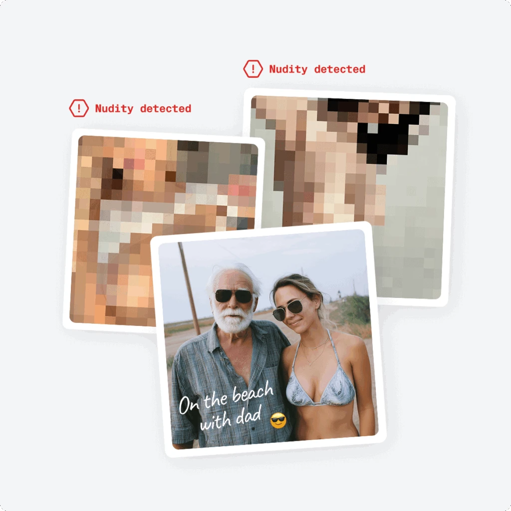 Collage of images showing the difference between allowed images and NSFW images